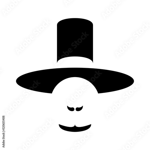 mage silhouette icon with mustache and beard isolated on white background