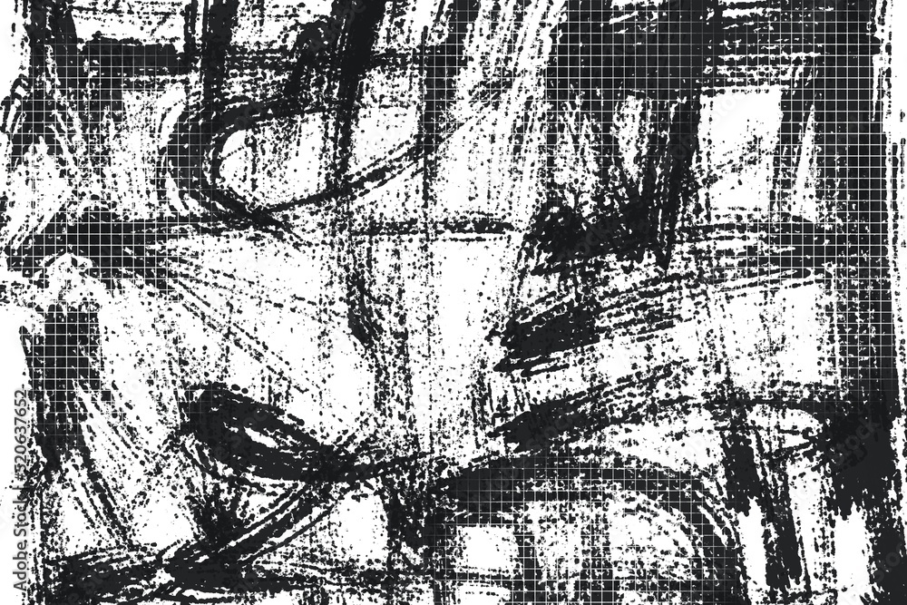 Naklejka premium Grunge black and white texture.Overlay illustration over any design to create grungy vintage effect and depth. For posters, banners, retro and urban designs.