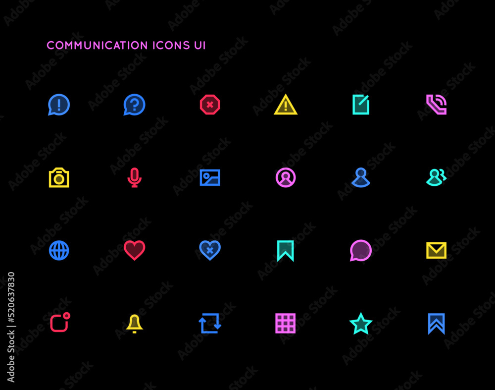 Communication User Interface (UI) Vector Icon Set. High Quality Minimal Lined Icons. Communication User Interface (UI) Vector Icon Set. High Quality Minimal Lined Icons.
