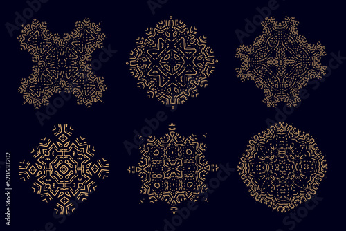 Set of Another World Alien like pattern structures. Mandala. Sound Vibration Resonance.