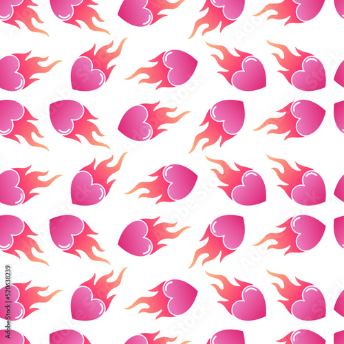 Stylish graphic seamless pattern with fare fire hearts for wrapping paper, fabrics, wallpapers, postcards and more.