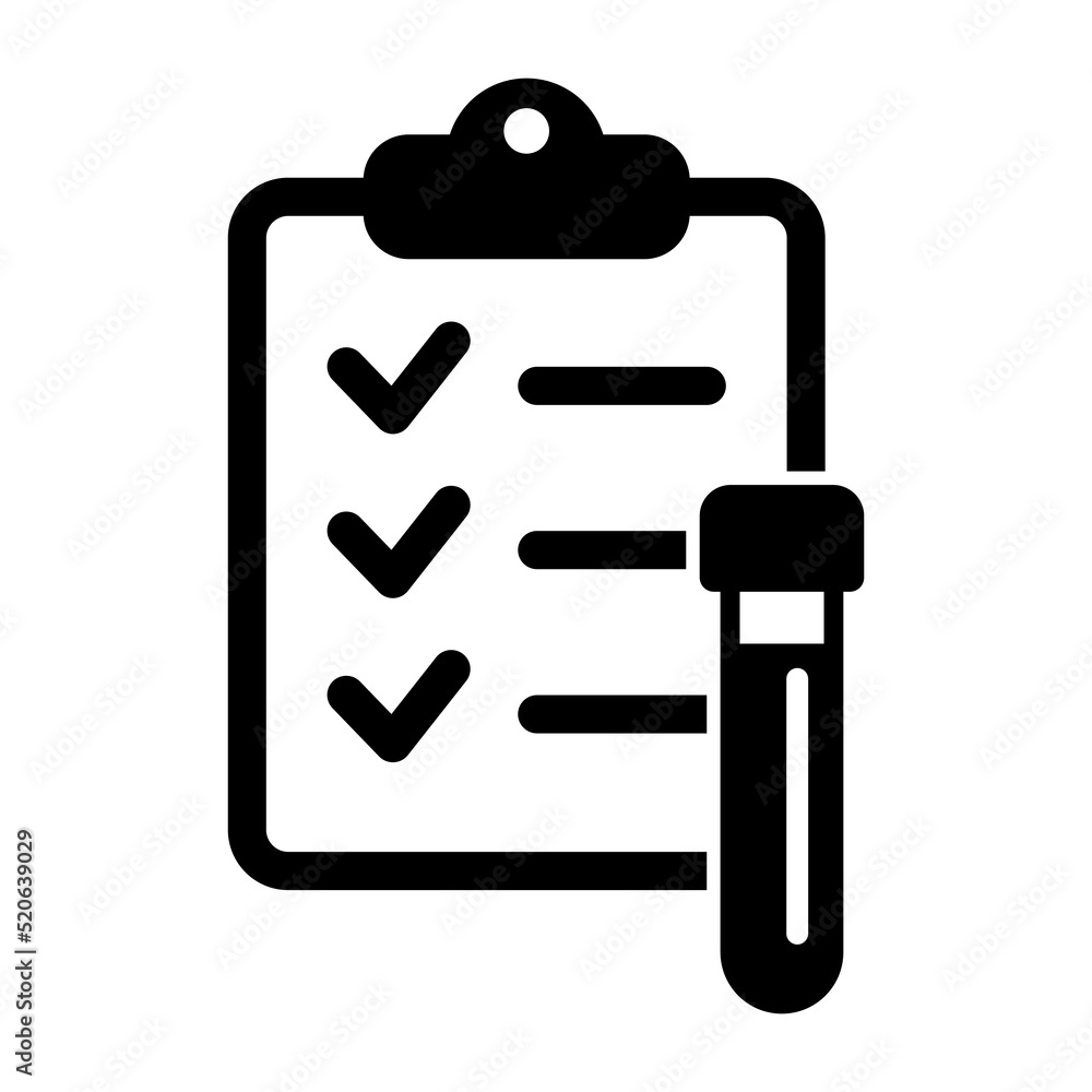 Clinical analysis result icon, lab blood test, medicine report, medical check up, health check. Vector icon isolated on white background. Clinical analysis result icon, lab blood test, medicine report, medical check up, health check. Vector icon isolated on white background.