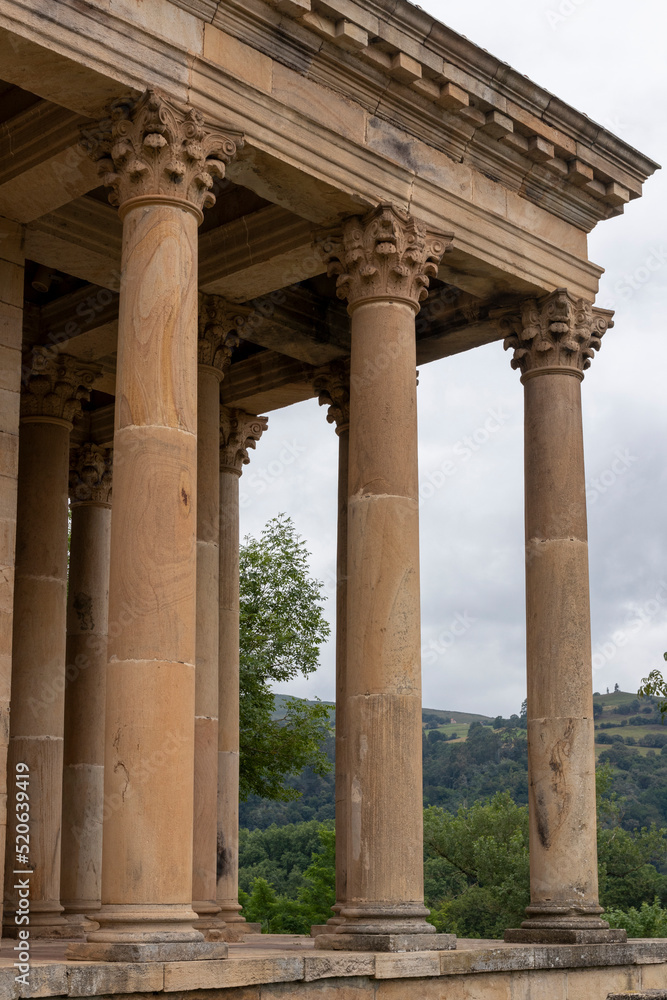 hermitage with columns in las fracuas in the north of spain