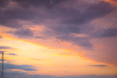 Picturesque view of sunset sky with beautiful clouds