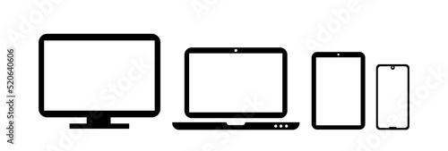 Telewizor, laptop, tablet, telefon komórkowy, monitor - ilustracje wektorowe