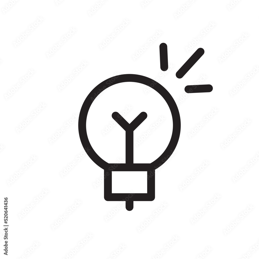 Light bulb icon. Electric lamp linear pictogram. Symbol of idea and creativity. Editable lines. Light bulb icon. Electric lamp linear pictogram. Symbol of idea and creativity. Editable lines.