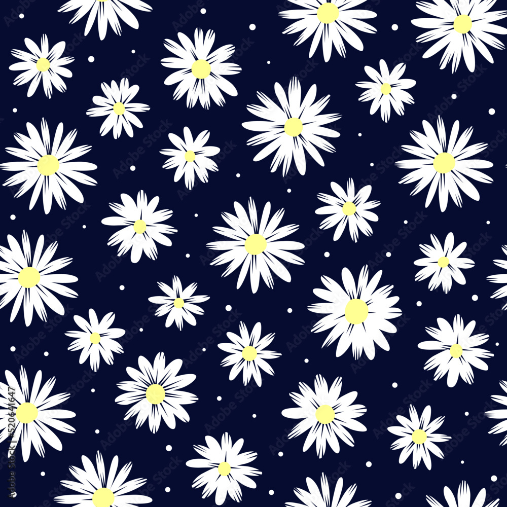 Chamomile seamless pattern. Floral background Chamomile seamless pattern. Floral background