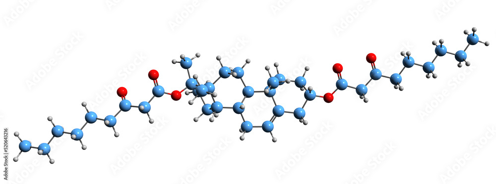 3D image of Methandriol bisenanthoyl acetate skeletal formula