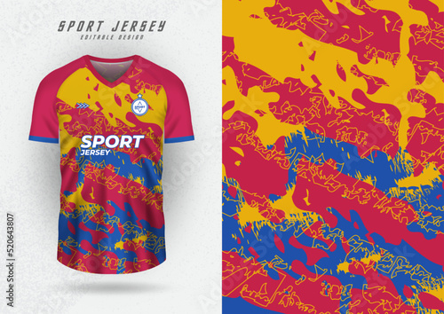 Background mock up for sports jerseys, jerseys, running shirts, colorful grunge pattern for sublimation.