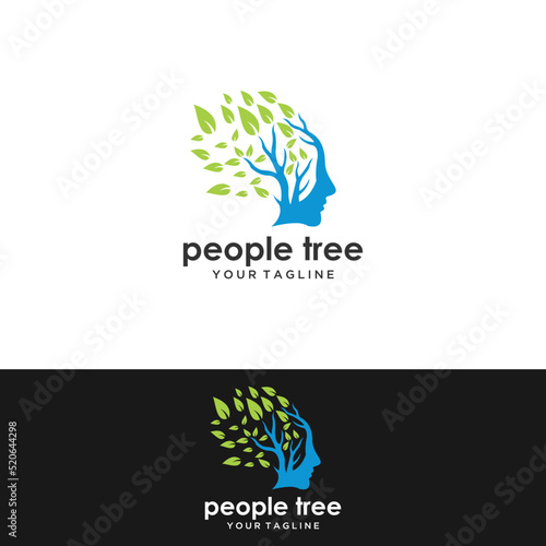 tree brain logo concept. human mind, growth , innovation, thinking, symbol stock illustration.Mobile