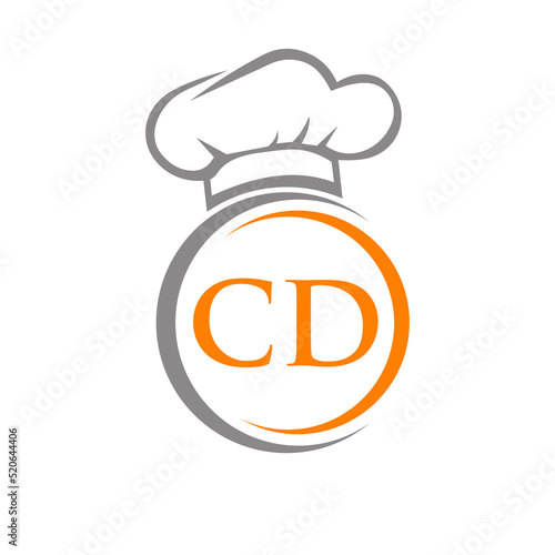 Initial Letter CD Restaurant Logo Template. Restaurant Logo Concept with Chef Hat Symbol Vector Sign