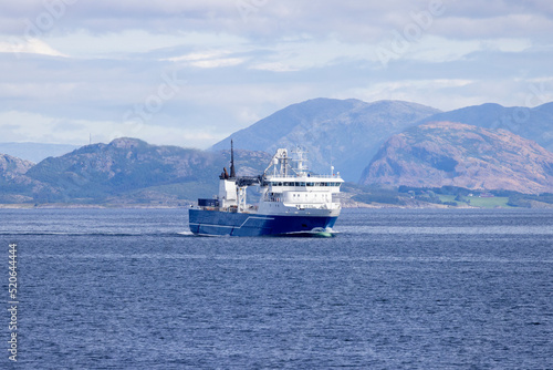 Ms Folla is an environmentally friendly and flexible feed boat,Helgeland,Northern Norway,scandinavia,Europe 