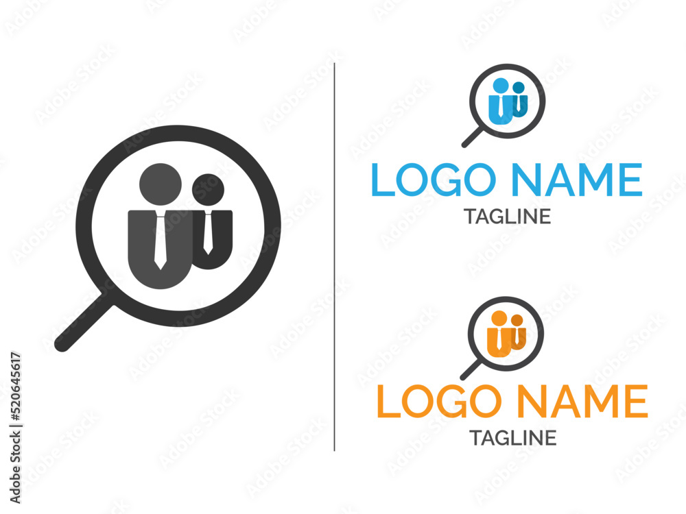 Search staff logo. find people logo. people icon. business man logo design Search staff logo. find people logo. people icon. business man logo design