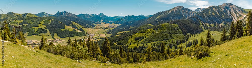 High resolution stitched panorama at the famous Wannenjoch summit, Schattwald, Tannheim, Tyrol, Austria