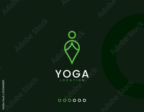 Yoga Locator logo template, Location and yoga man concept