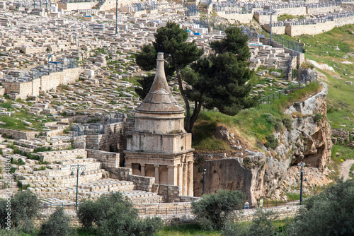 Tomb of Absalom or Abshalom, son of King David, on the foot of the Mount of Olives in the Kidron valley in Jerusalem photo