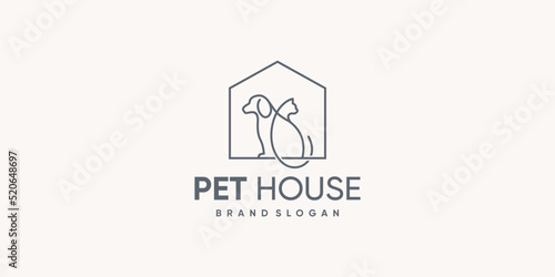 Pet house logo design vector with creative and simple concept
