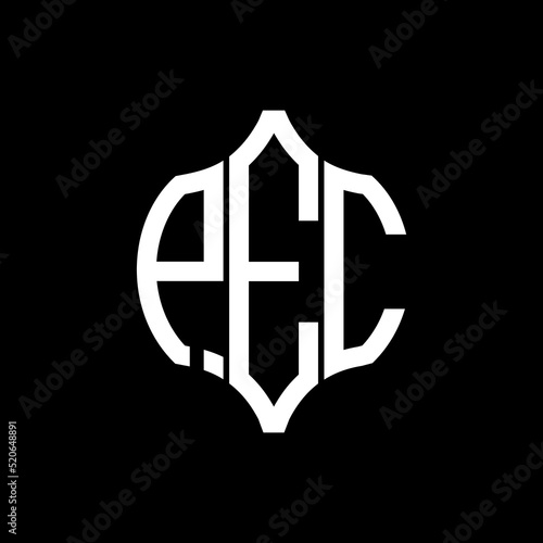 PEC letter logo. PEC best black background vector image. PEC Monogram logo design for entrepreneur and business.
