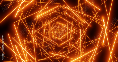 Render with many glowing orange lines
