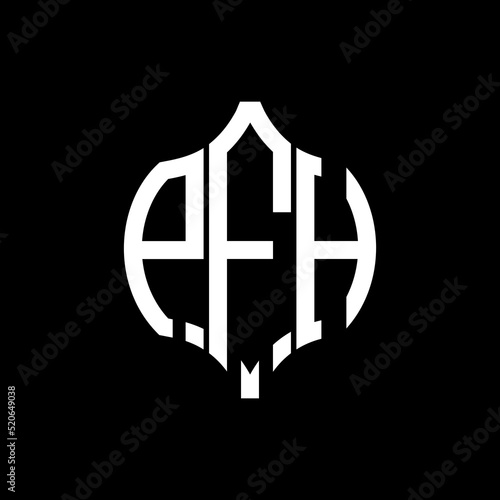 PFH letter logo. PFH best black background vector image. PFH Monogram logo design for entrepreneur and business.
 photo