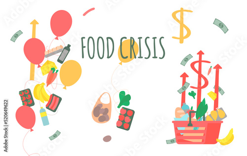 Food crisis, inflation, hunger, global humanitarian catastrophe. Vector background