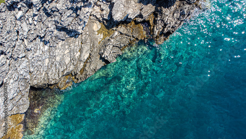 mediterraneanlandscape. Aerial view on turquoise blue water near the rocks