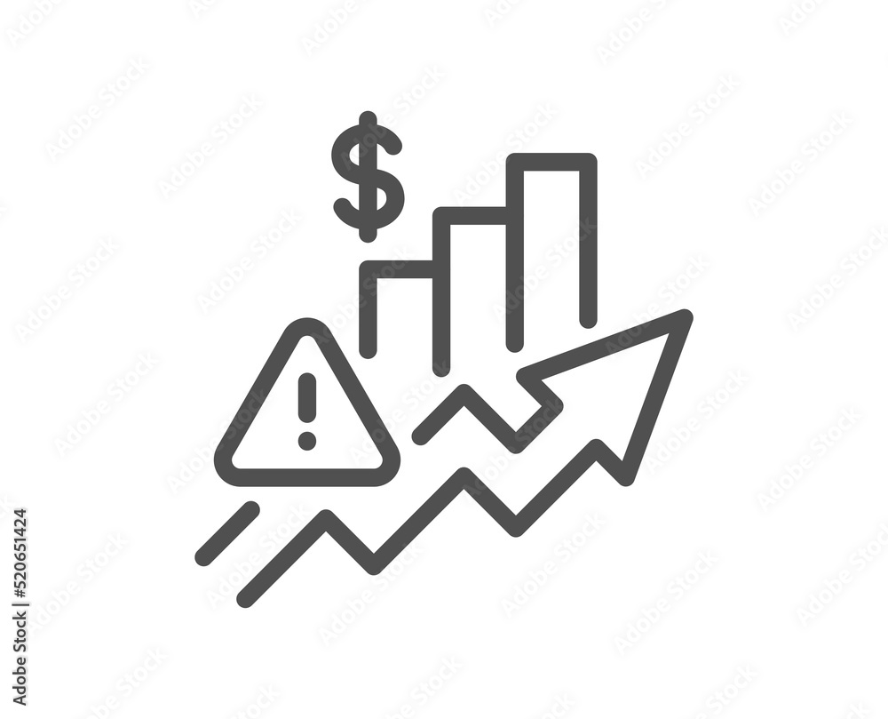 Rise price line icon. Excise duty graph sign. Tax rate or inflation symbol. Quality design element. Linear style rise price icon. Editable stroke. Vector Rise price line icon. Excise duty graph sign. Tax rate or inflation symbol. Quality design element. Linear style rise price icon. Editable stroke. Vector