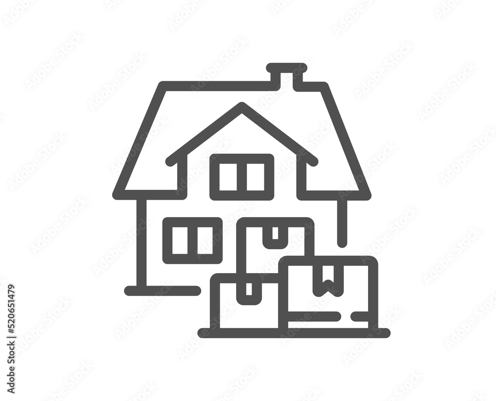 Home moving line icon. Packing things sign. Delivery service symbol. Quality design element. Linear style home moving icon. Editable stroke. Vector Home moving line icon. Packing things sign. Delivery service symbol. Quality design element. Linear style home moving icon. Editable stroke. Vector