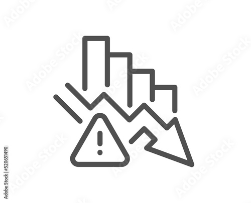 Deflation line icon. Economic crisis sign. Income reduction symbol. Quality design element. Linear style deflation icon. Editable stroke. Vector