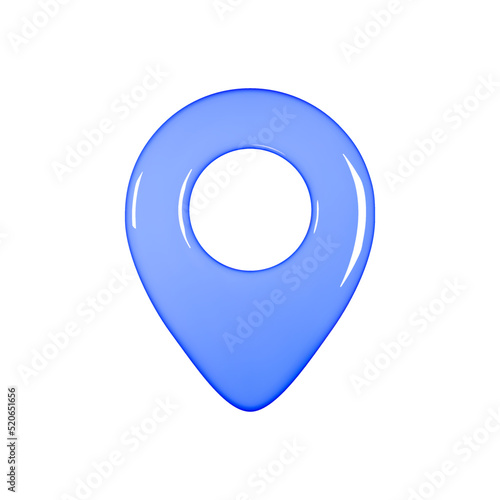 3D render map pin minimal glossy icon isolated on white background vector illustration.