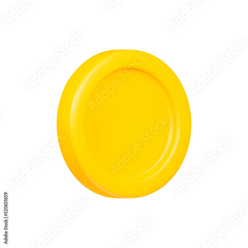 3D render golden coin minimal icon isolated on white background vector illustration.