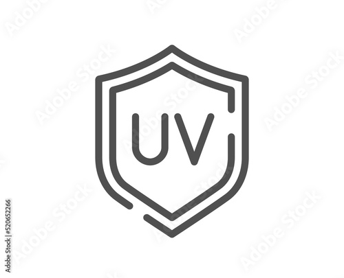 Sun protection line icon. Uv protect sign. Sunscreen effect symbol. Quality design element. Linear style uv protection icon. Editable stroke. Vector
