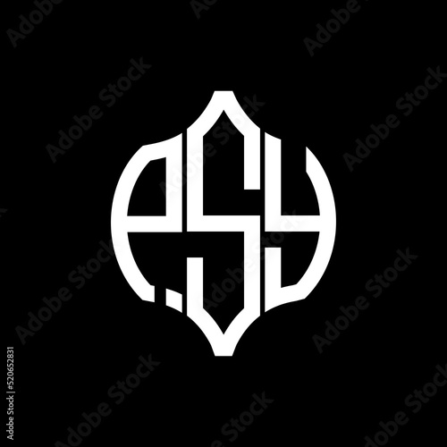 PSY letter logo. PSY best black background vector image. PSY Monogram logo design for entrepreneur and business.
