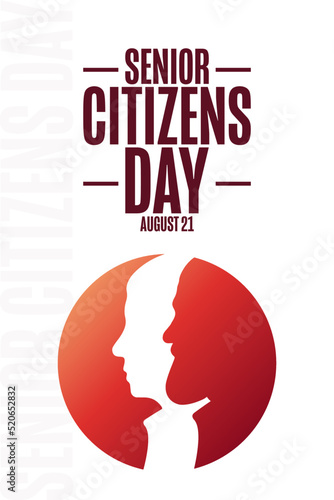 Senior Citizens Day. August 21. Holiday concept. Template for background, banner, card, poster with text inscription. Vector EPS10 illustration.