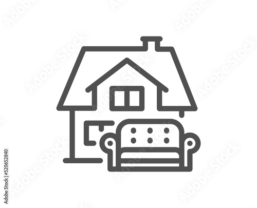 Furniture moving line icon. Home sofa sign. House couch symbol. Quality design element. Linear style furniture moving icon. Editable stroke. Vector