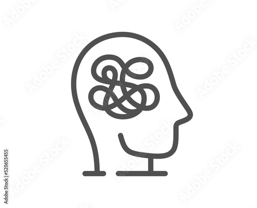 Anxiety line icon. Stress or Think worry sign. Mental health symbol. Quality design element. Linear style anxiety icon. Editable stroke. Vector