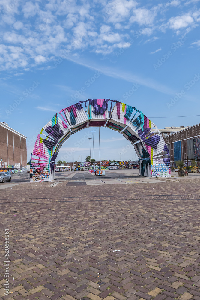 Container arch - NDSM symbol. Container Arch located in front of large ...