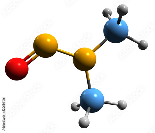  3D image of N-Nitrosodimethylamine skeletal formula - molecular chemical structure of  extremely hazardous substance isolated on white background
 photo