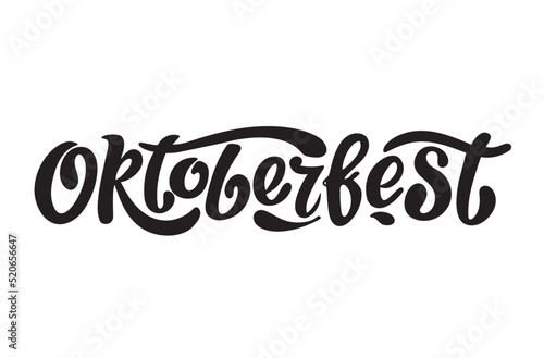 Oktoberfest logo handwritten lettering vector design, black letters on the white background. Design template event celebration.  Title for greeting cards and posters. Bavarian beer Festival banner.