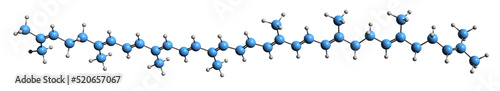 Fotografie, Obraz 3D image of Neurosporene skeletal formula - molecular chemical structure of car