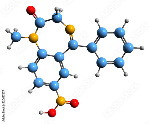 Fotografía 3D image of Nimetazepam skeletal formula - molecular chemical structure of inte