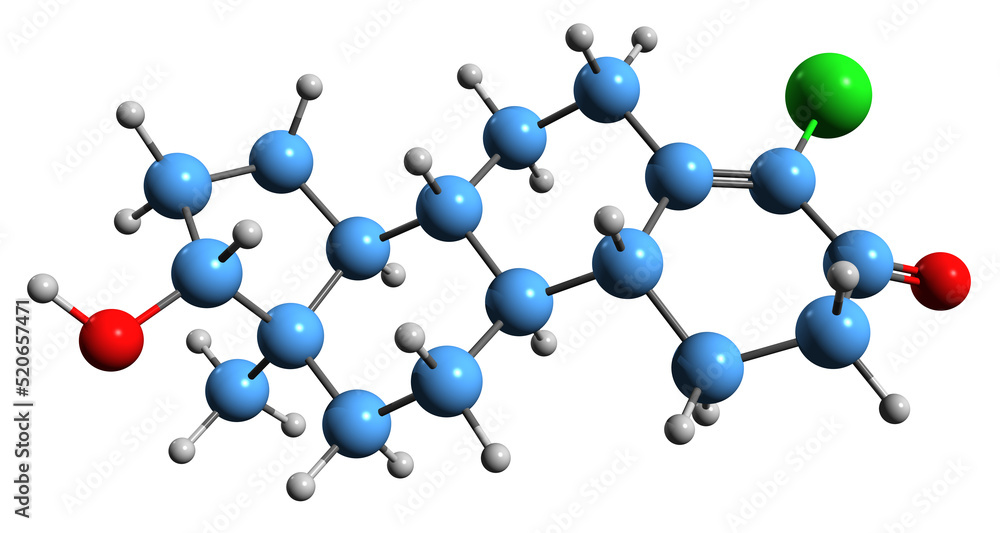 3D image of Norclostebol skeletal formula - molecular chemical structure of synthetic androgen and anabolic steroid isolated on white background
3D image of Norclostebol skeletal formula - molecular chemical structure of synthetic androgen and anabolic steroid isolated on white background