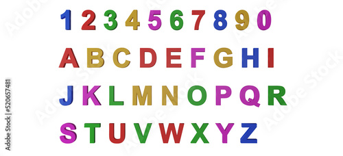 Colorful fridge magnet alphabet letters transparent background