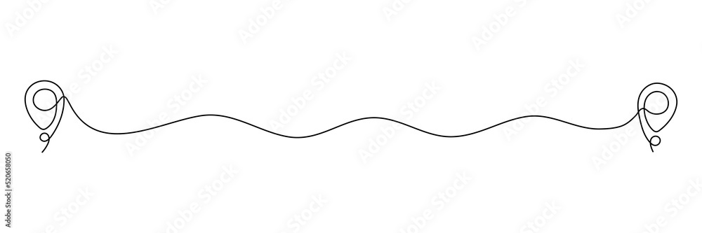 Location pointer continuous one line drawing. GPS navigation line route mark. Vector illustration isolated on white. Location pointer continuous one line drawing. GPS navigation line route mark. Vector illustration isolated on white.