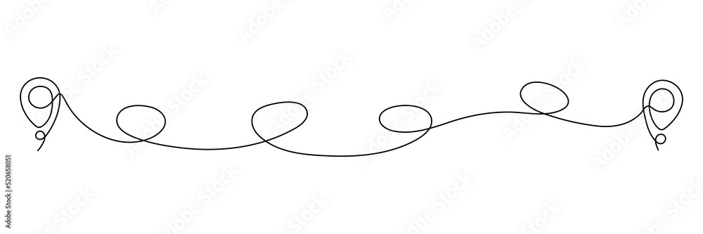 Location pointer continuous one line drawing. GPS navigation line route mark. Vector illustration isolated on white. Location pointer continuous one line drawing. GPS navigation line route mark. Vector illustration isolated on white.