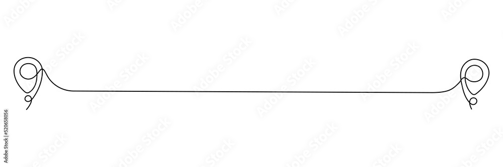 Location pointer continuous one line drawing. GPS navigation line route mark. Vector illustration isolated on white.