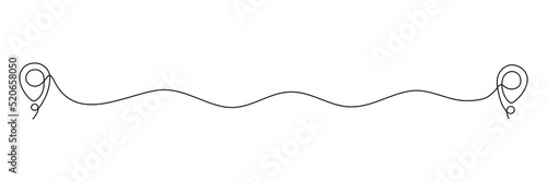 Location pointer continuous one line drawing. GPS navigation line route mark. Vector illustration isolated on white.