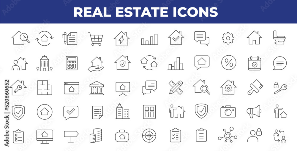 Real Estate thin line icons Vector illustration Real Estate thin line icons Vector illustration
