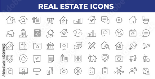 Real Estate thin line icons Vector illustration