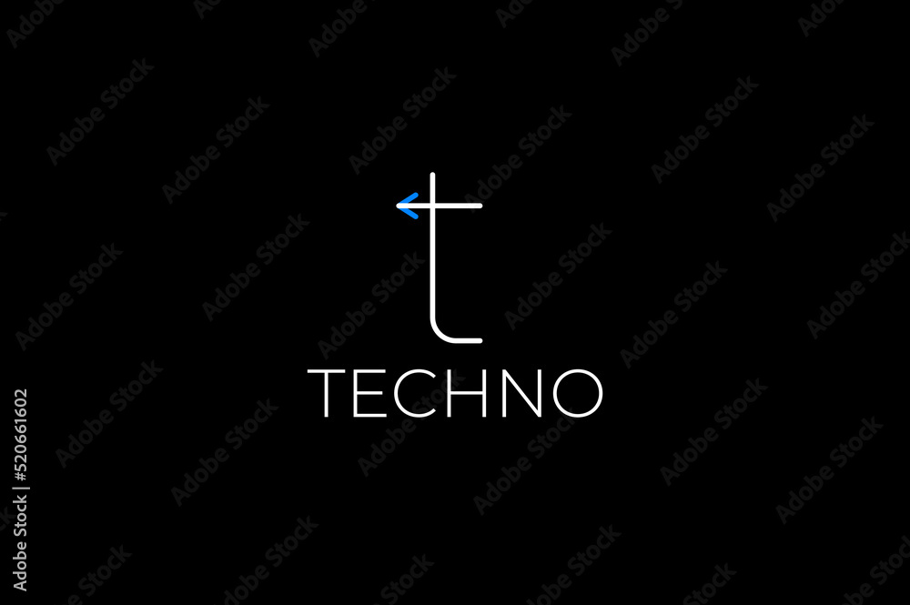 abstract flat tech letter t arrow modern logo design